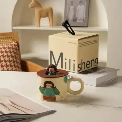 Keramik-Kaffeetasse mit Deckel für Paare – Kreatives Design für Paare