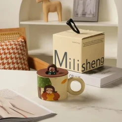 Keramik-Kaffeetasse mit Deckel für Paare – Kreatives Design für Paare