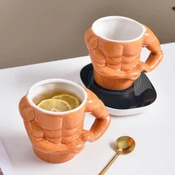 Keramik-Kaffeetasse mit Muskelarm – Starke Tasse für Fitnessliebhaber