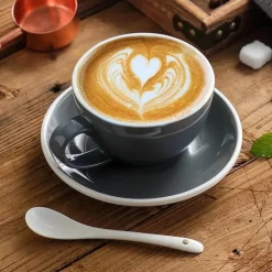 Keramik-Kaffeetasse und Untertassen-Set – Latte und Teetasse für Frühstück und Tee