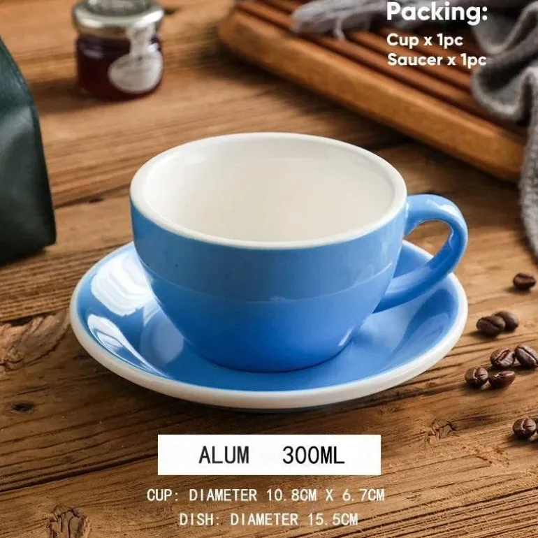 Keramik-Kaffeetasse und Untertassen-Set – Latte und Teetasse für Frühstück und Tee