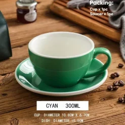 Keramik-Kaffeetasse und Untertassen-Set – Latte und Teetasse für Frühstück und Tee