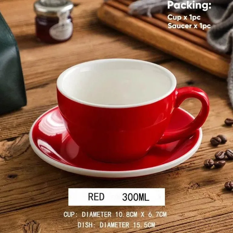 Keramik-Kaffeetasse und Untertassen-Set – Latte und Teetasse für Frühstück und Tee