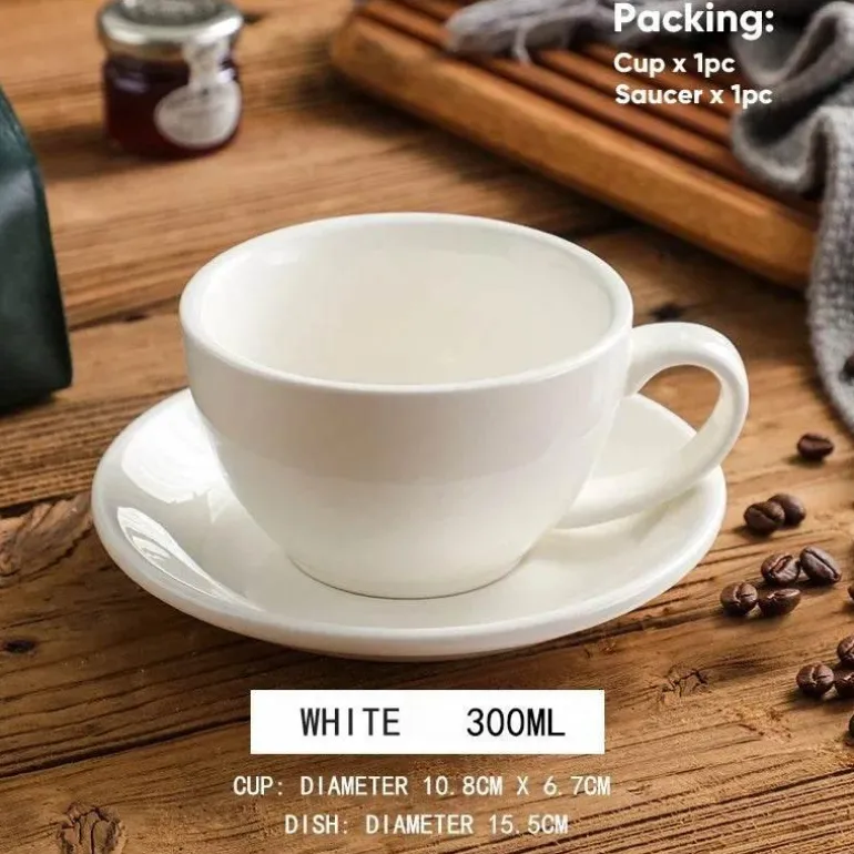 Keramik-Kaffeetasse und Untertassen-Set – Latte und Teetasse für Frühstück und Tee
