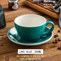 Keramik-Kaffeetasse und Untertassen-Set – Latte und Teetasse für Frühstück und Tee