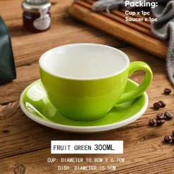 Keramik-Kaffeetasse und Untertassen-Set – Latte und Teetasse für Frühstück und Tee