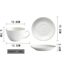 Keramik-Kaffeetasse und Untertassen-Set – Latte und Teetasse für Frühstück und Tee
