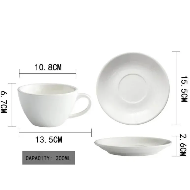 Keramik-Kaffeetasse und Untertassen-Set – Latte und Teetasse für Frühstück und Tee