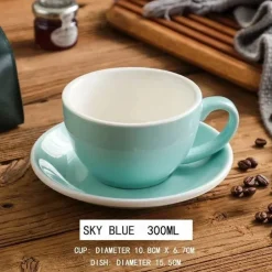 Keramik-Kaffeetasse und Untertassen-Set – Latte und Teetasse für Frühstück und Tee