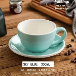 Keramik-Kaffeetasse und Untertassen-Set – Latte und Teetasse für Frühstück und Tee