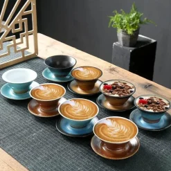 Keramik-Kaffeetasse und Untertassen-Set – Stilvolle Latte- und Teetasse
