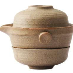 Keramik-Kung-Fu-Teeservice – Teekanne mit 2 Teetassen und Reise-Gaiwan