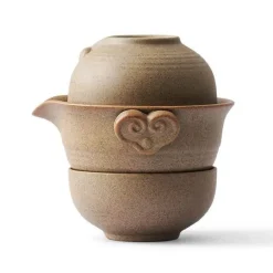 Keramik-Kung-Fu-Teeservice – Teekanne mit 2 Teetassen und Reise-Gaiwan