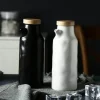 Keramik-Ölflaschen-Set – Schwarz-Weiß-Küchendekor
