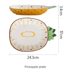 Keramik-Obstteller-Set – Ananas, Erdbeere, Zitrone, Tischdekoration