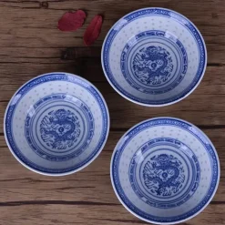 Keramik-Ramenschüssel – blau-weiße Suppenschüssel aus Porzellan