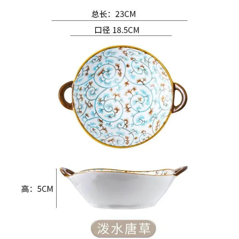 Keramik-Ramen-Suppenschüssel mit Doppelohr-Design