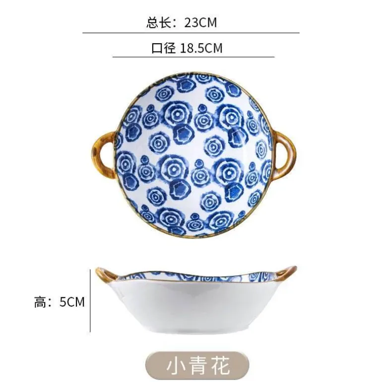 Keramik-Ramen-Suppenschüssel mit Doppelohr-Design
