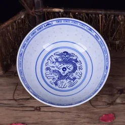 Keramikschale mit Drachenmotiv – Blau-weißes Reis-, Suppen- und Salatgericht