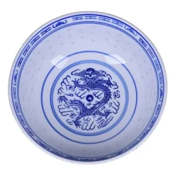 Keramikschale mit Drachenmotiv – Blau-weißes Reis-, Suppen- und Salatgericht