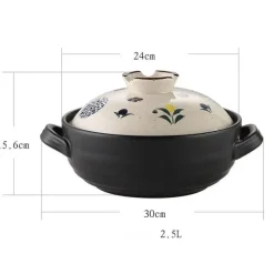 Keramik-Schmortopf – Hochtemperaturbeständiges Kochgeschirr mit Retro-Blumenmuster