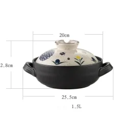 Keramik-Schmortopf – Hochtemperaturbeständiges Kochgeschirr mit Retro-Blumenmuster