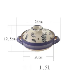 Keramik-Schmortopf – Hochtemperaturbeständiges Kochgeschirr mit Retro-Blumenmuster