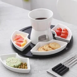 Keramik-Schokoladenfondue-Topf-Set – handgefertigte Dessert-Servierschüssel