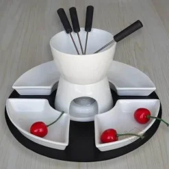 Keramik-Schokoladenfondue-Topf-Set – handgefertigte Dessert-Servierschüssel