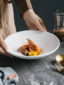 Keramik-Suppen- und Nudelschüssel-Set – Milchglasur, 4er-Set