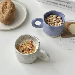 Keramiktasse im koreanischen Stil – Kaffeetasse mit Spritztinte