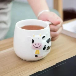 Keramiktasse mit Kuhmotiv – süße 3D-Tier-Kaffeetasse für Kinder und Erwachsene