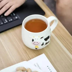 Keramiktasse mit Kuhmotiv – süße 3D-Tier-Kaffeetasse für Kinder und Erwachsene