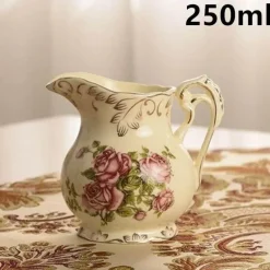 Keramik-Teeservice – Teekanne, Tassen, Untertassen, Löffel