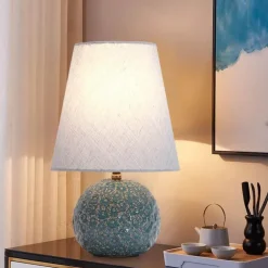 Keramik-Tischlampe – geschnitztes Blumendesign