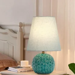 Keramik-Tischlampe – geschnitztes Blumendesign