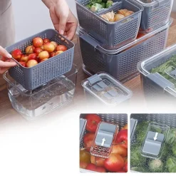 Kühlschrank-Abfluss-Organizer-Box – Multifunktionale Aufbewahrung von Gemüse und Obst mit Deckel