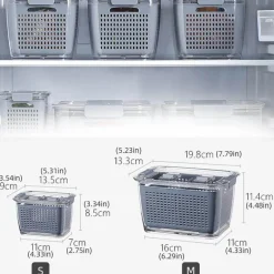 Kühlschrank-Abfluss-Organizer-Box – Multifunktionale Aufbewahrung von Gemüse und Obst mit Deckel