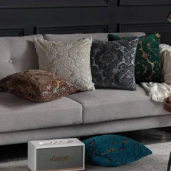 Kissenbezüge aus barockem Damast-Samt – 45 x 45 cm, dekorative Kissen