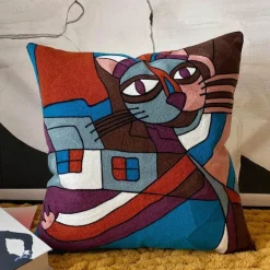 Kissenbezüge mit abstrakter Stickerei, 45 x 45 cm, dekorative Sofa- und Autokissen
