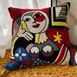 Kissenbezüge mit abstrakter Stickerei, 45 x 45 cm, dekorative Sofa- und Autokissen