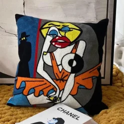 Kissenbezüge mit abstrakter Stickerei, 45 x 45 cm, dekorative Sofa- und Autokissen