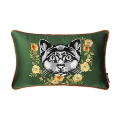 Kissenbezüge mit Katzenstickerei aus Samt und Quasten – gemütliche Kissenbezüge