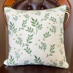 Kissenbezug aus Baumwolle mit Blattstickerei - Dekorative Kissenhülle