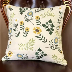 Kissenbezug aus Baumwolle mit Blattstickerei - Dekorative Kissenhülle