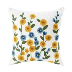 Kissenbezug mit Blumenstickerei - Baumwoll-Canvas-Heimdekor