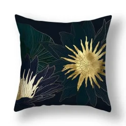 Kissenbezug mit Ginkgoblättern – moderner nordischer Kissenbezug, 45 x 45 cm