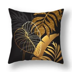 Kissenbezug mit Ginkgoblättern – moderner nordischer Kissenbezug, 45 x 45 cm