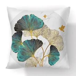 Kissenbezug mit Ginkgoblättern – moderner nordischer Kissenbezug, 45 x 45 cm