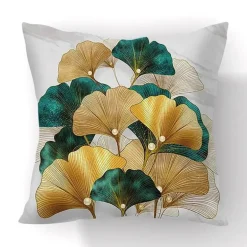Kissenbezug mit Ginkgoblättern – moderner nordischer Kissenbezug, 45 x 45 cm